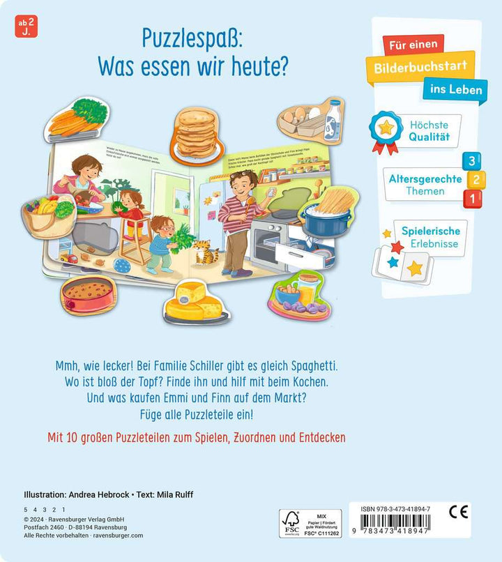 Mein großes Puzzle-Spielbuch: Das essen wir heute