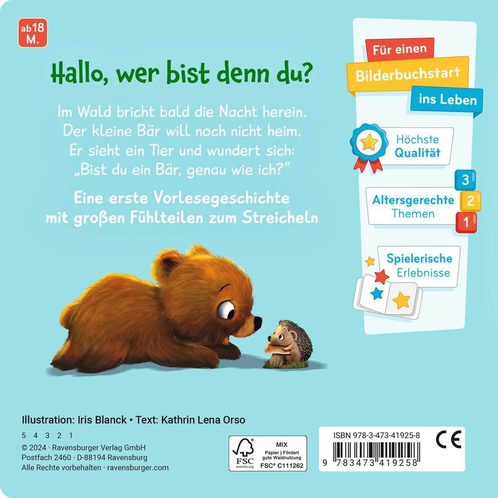 Mein erstes Vorlese-Fühlbuch: Bist du ein Bär?