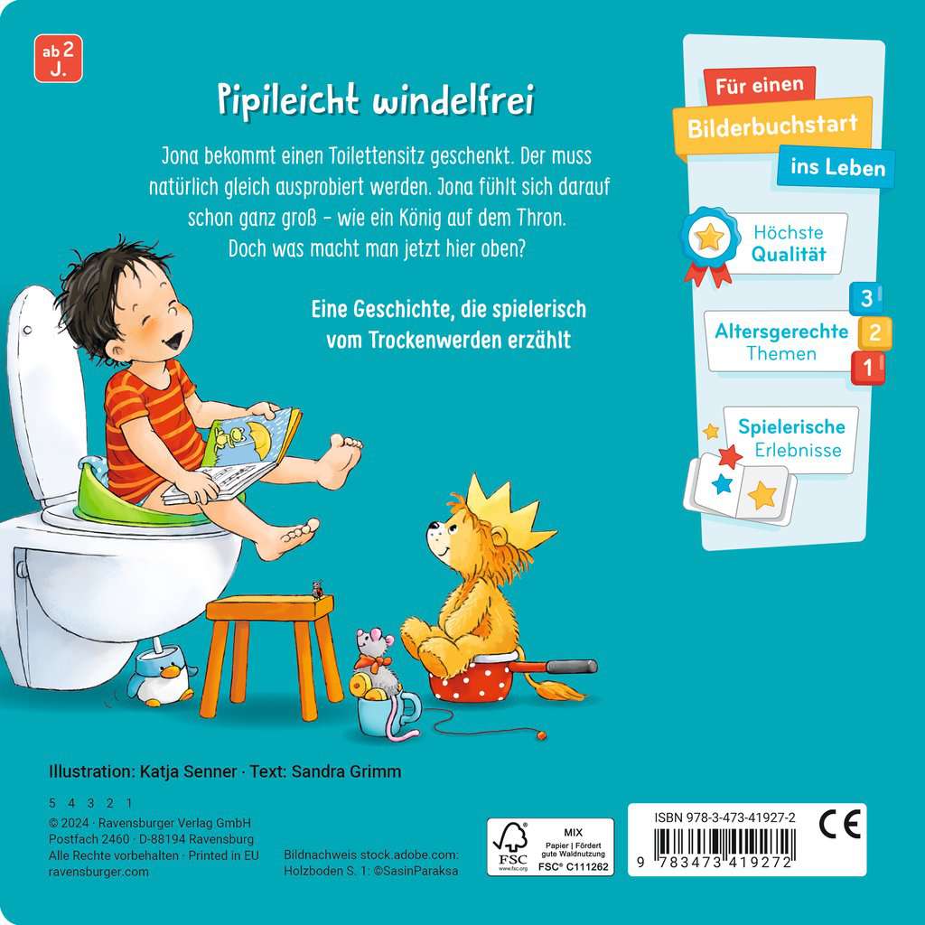 Der kleine Klo-König, Pappbilderbuch zum Windelabschied ab 2 Jahren, Bilderbuch