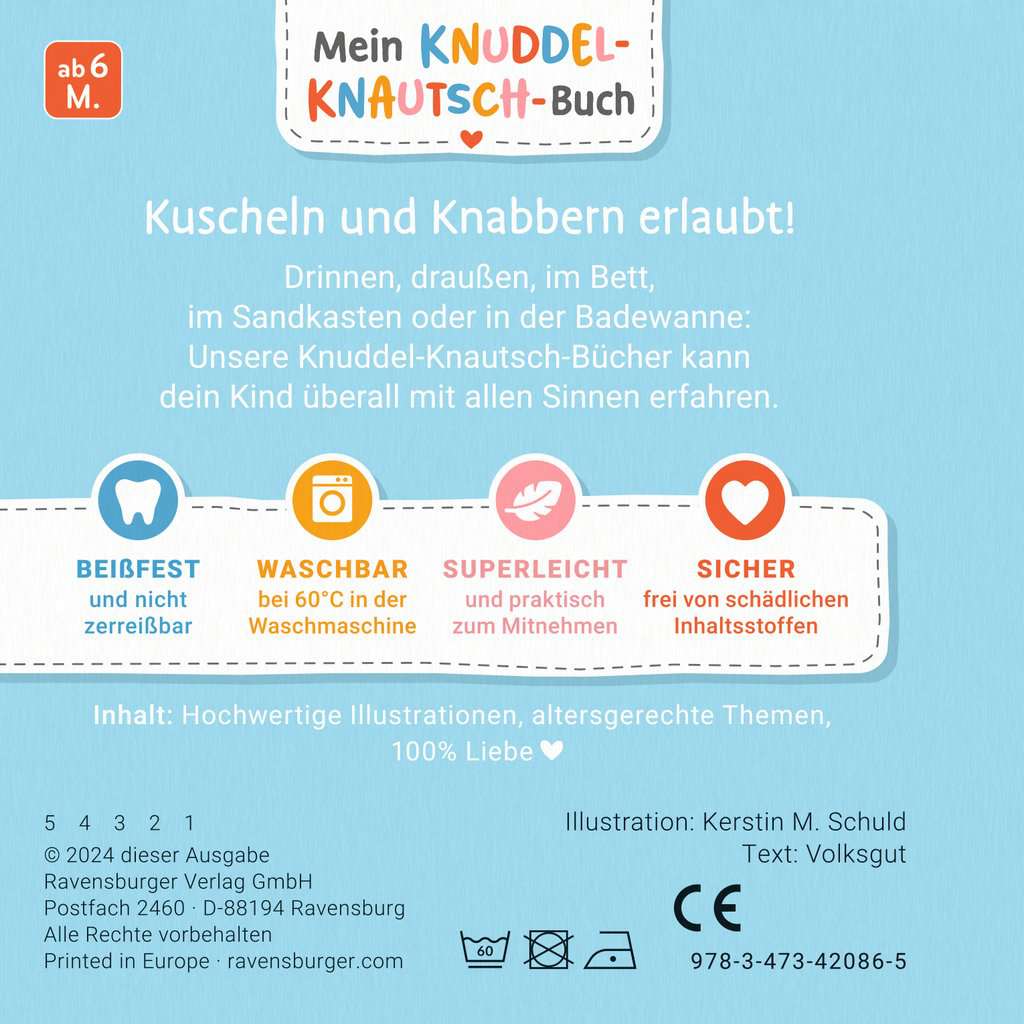 Mein Knuddel-Knautsch-Buch: Meine ersten Kinderlieder; weiches Stoffbuch, waschbares Badebuch, Babyspielzeug ab 6 Monate