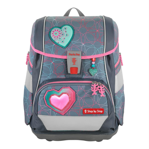 2IN1 PLUS Schulranzen-Set "Glitter Heart Hazle", 6-teilig