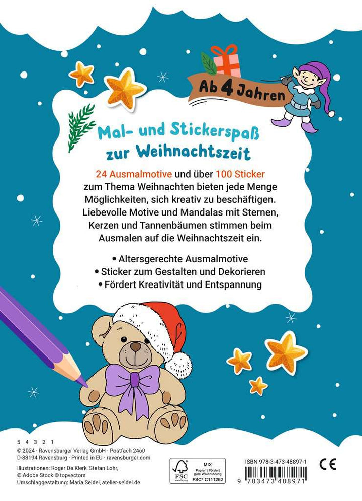 Mein liebstes Weihnachtsmalheft mit Stickern ab 4