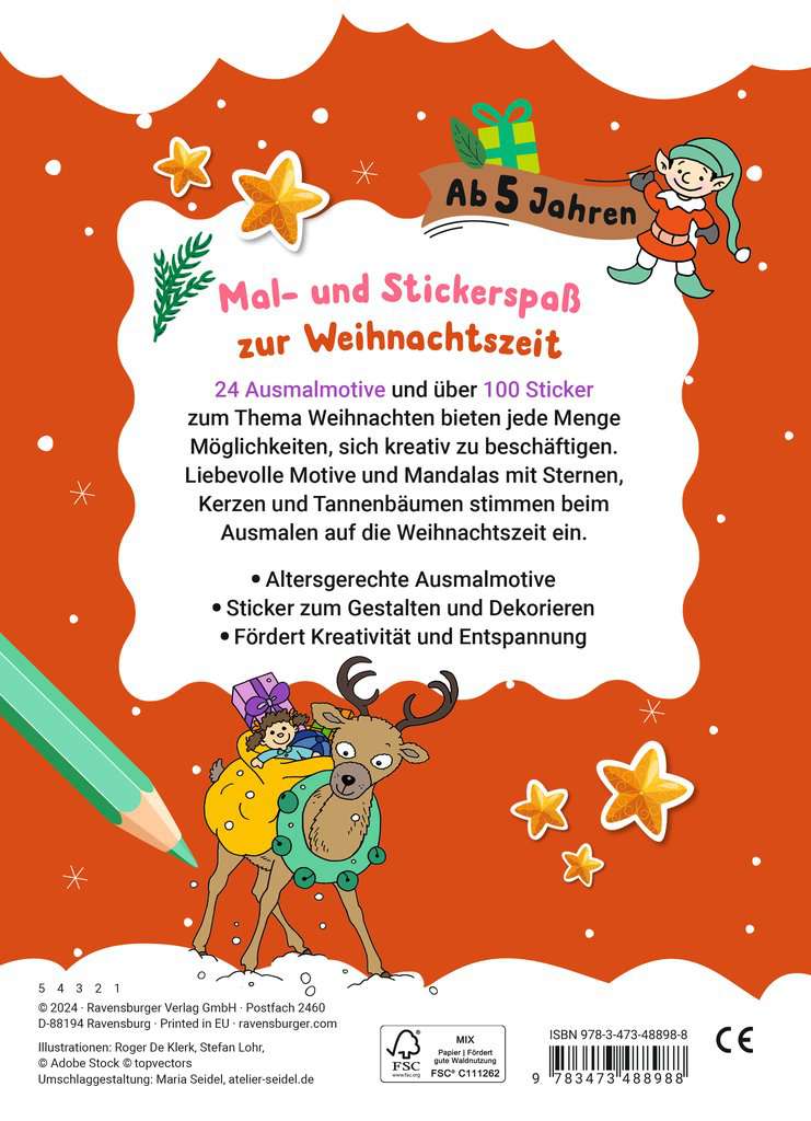 Mein liebstes Weihnachtsmalheft mit Stickern ab 5