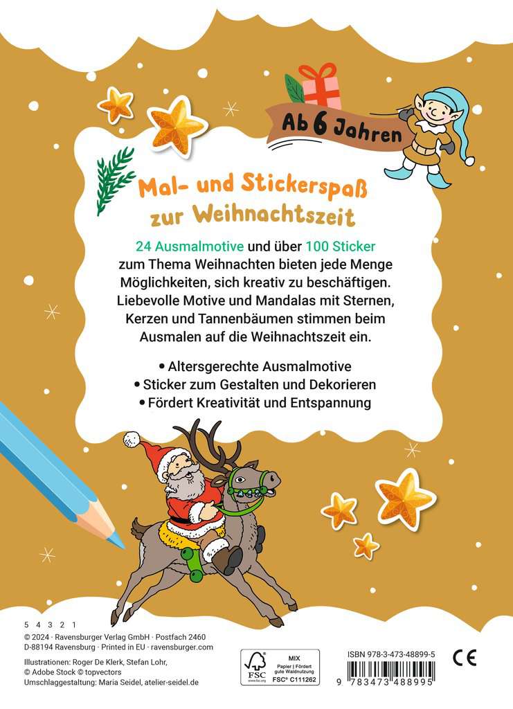 Mein liebstes Weihnachtsmalheft mit Stickern ab 6