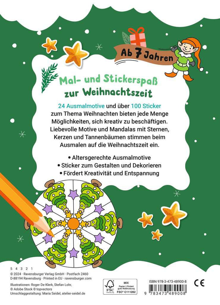 Mein liebstes Weihnachtsmalheft mit Stickern ab 7