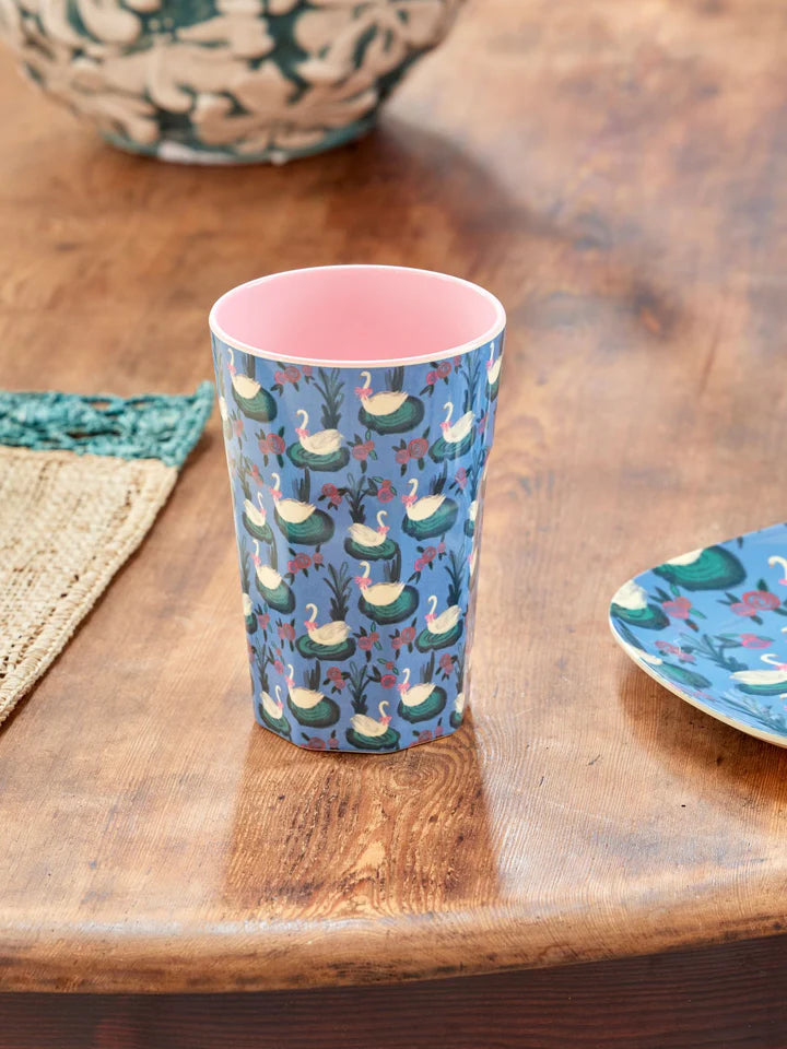 Melamine Cup with Swan Lake Print - l - 400 ml