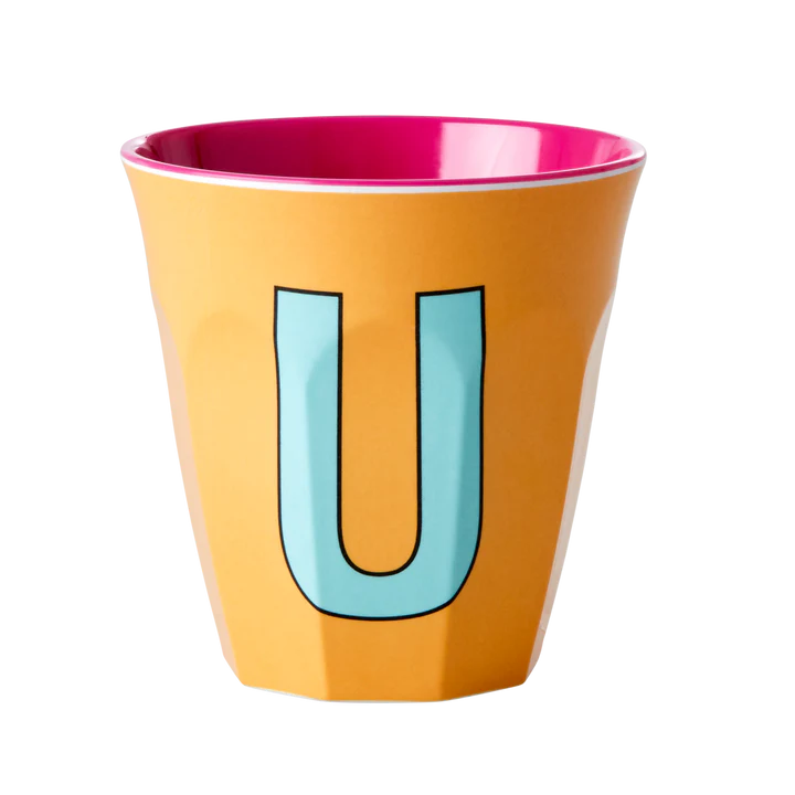 Melamine Cup with the Letter U - Apricot - Medium - 250 ml