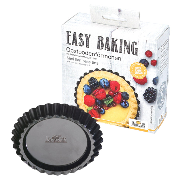 Easy Baking, Obstbodenförmchen, Ø 12 cm, für 6 Stück, gewellter Rand, mit Marken-Antihaftbeschichtung, mit Rezept