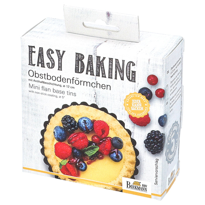 Easy Baking, Obstbodenförmchen, Ø 12 cm, für 6 Stück, gewellter Rand, mit Marken-Antihaftbeschichtung, mit Rezept