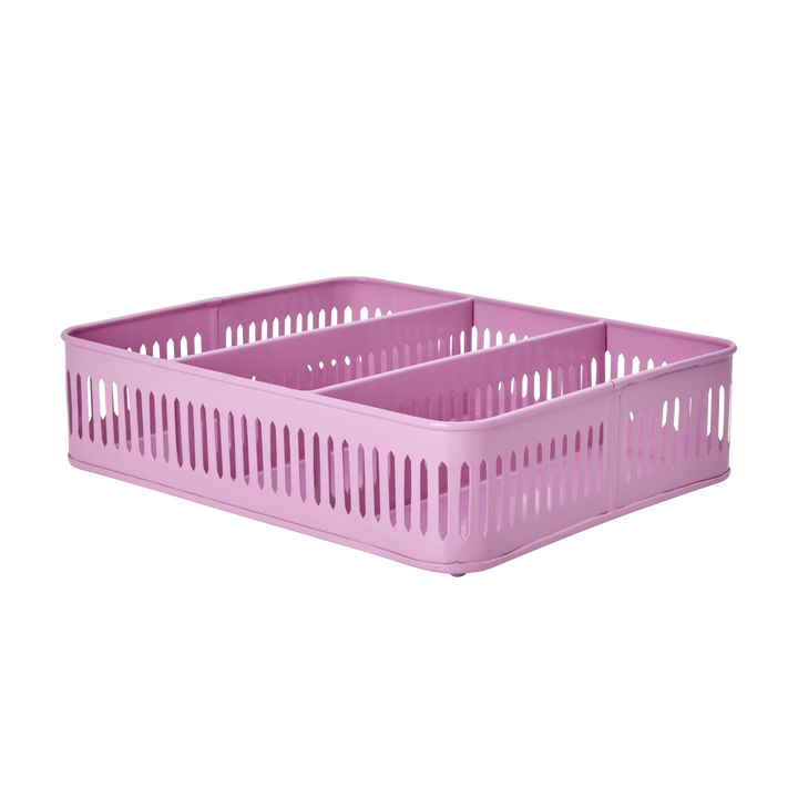 Metal Tray with 3 Rooms in Pink - Perfect Fit for Latte Spoons