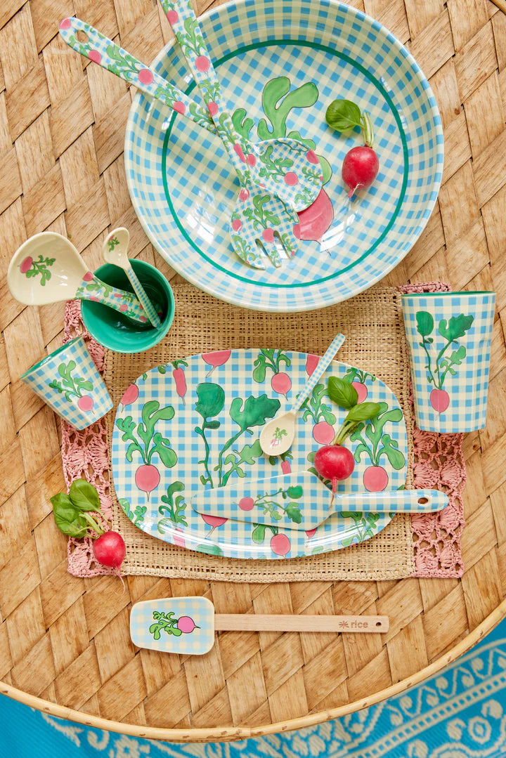 Melamine Salad Spoon and Fork with Ravishing Radish Print
