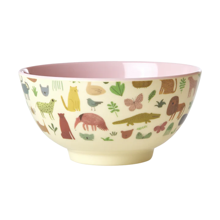 Melamine Bowl with Pink Sweet Jungle Print- Medium - 700 ml