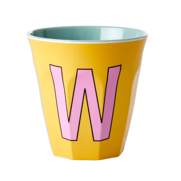 Melamine Cup with the Letter W - Yellow - Medium - 250 ml