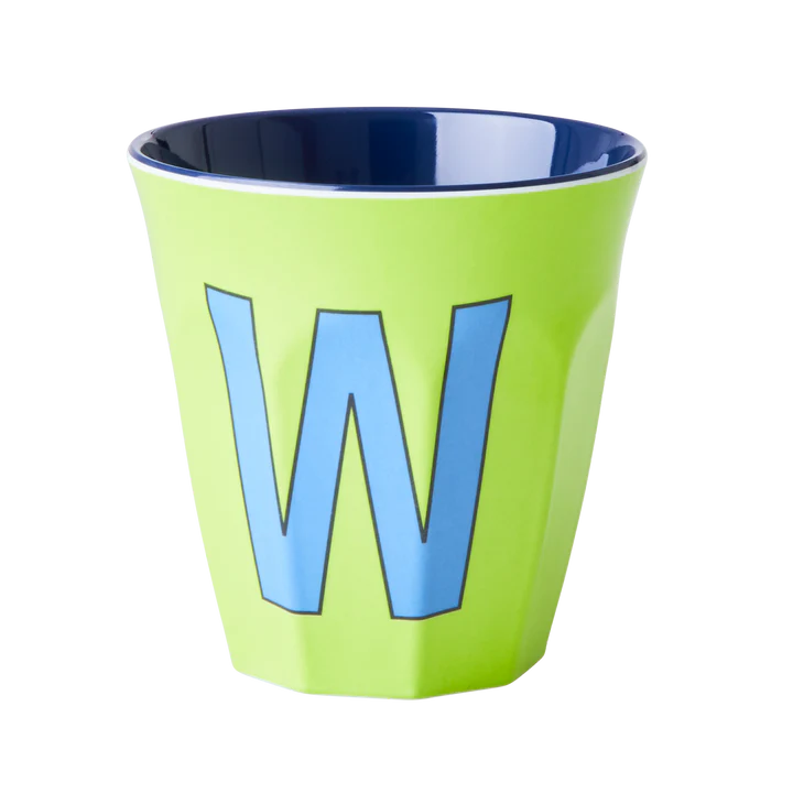 Melamine Cup with the Letter W - Lime Green - Medium - 250 ml