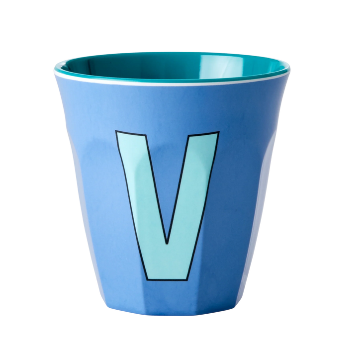 Melamine Cup with the Letter V - New Dusty Blue - Medium - 250 ml