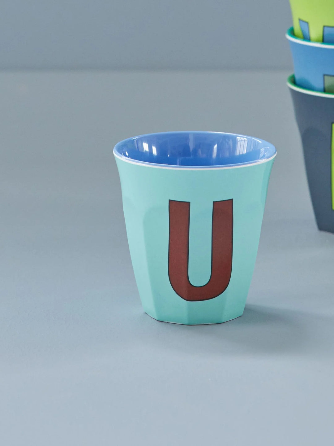 Melamine Cup with the Letter U - Mint - Medium - 250 ml