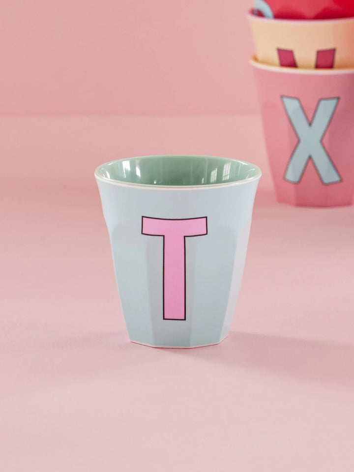 Melamine Cup with the Letter T - Mint - Medium - 250 ml