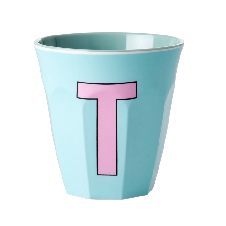 Melamine Cup with the Letter T - Mint - Medium - 250 ml