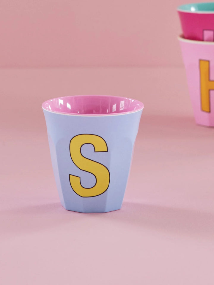 Melamine Cup with the Letter S - Soft Blue - Medium - 250 ml