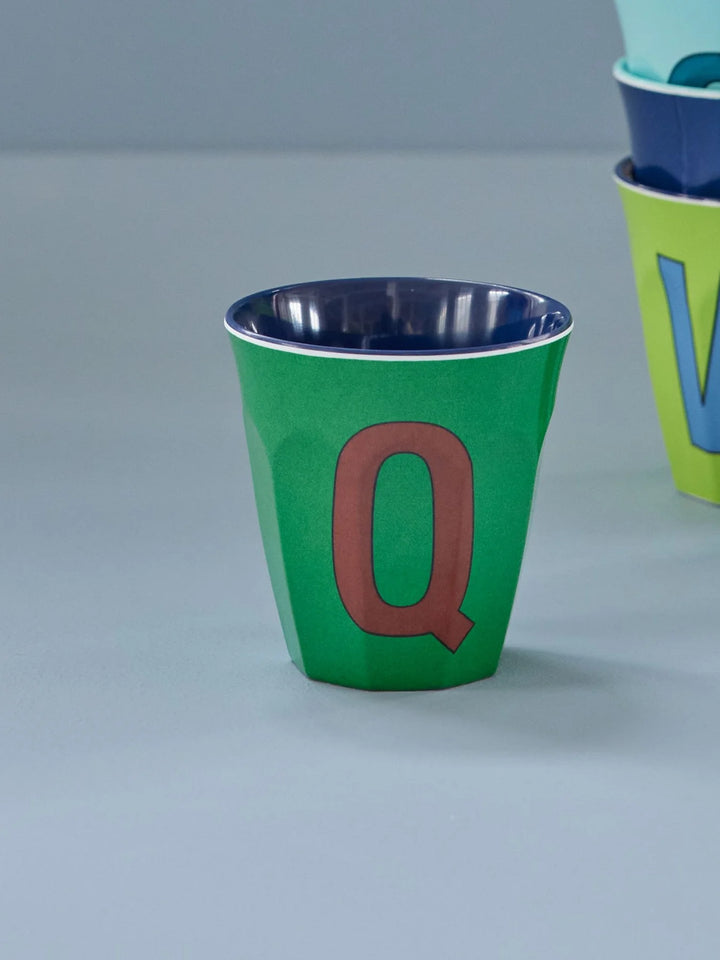 Melamine Cup with the Letter Q - Green - Medium - 250 ml