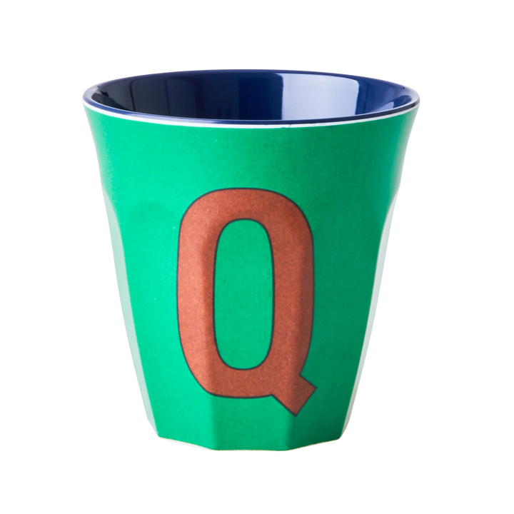 Melamine Cup with the Letter Q - Green - Medium - 250 ml