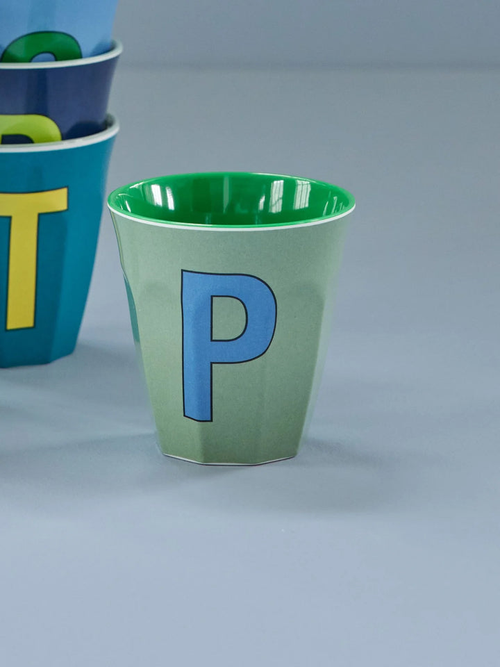 Melamine Cup with the Letter P - Khaki - Medium - 250 ml