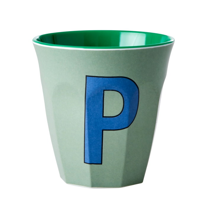 Melamine Cup with the Letter P - Khaki - Medium - 250 ml