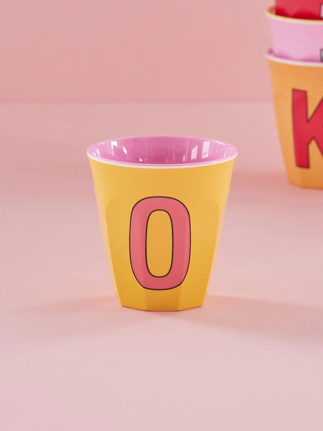 Melamine Cup with the Letter O - Yellow - Medium - 250 ml