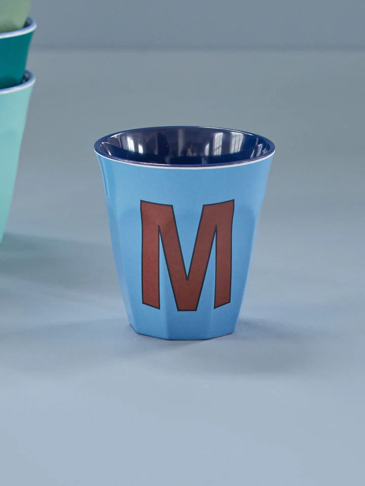 Melamine Cup with the Letter M - New Dusty Blue- Medium - 250 ml