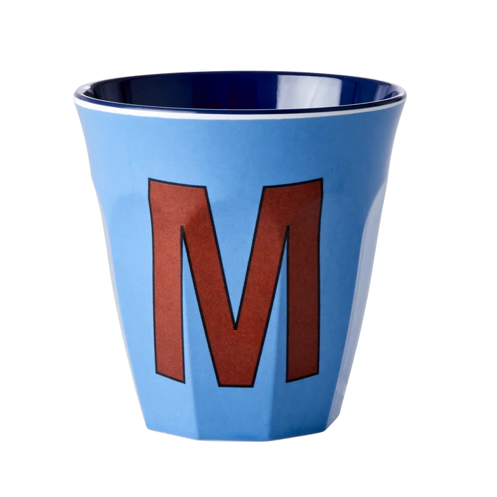 Melamine Cup with the Letter M - New Dusty Blue- Medium - 250 ml