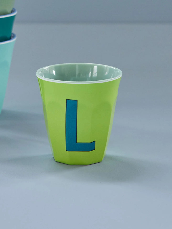 Melamine Cup with the Letter L - Lime Green - Medium - 250 ml