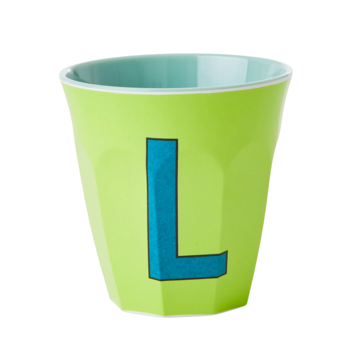 Melamine Cup with the Letter L - Lime Green - Medium - 250 ml