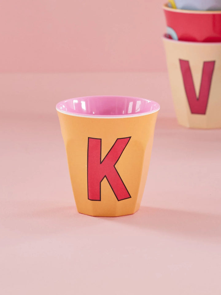 Melamine Cup with the Letter K - Apricot - Medium - 250 ml