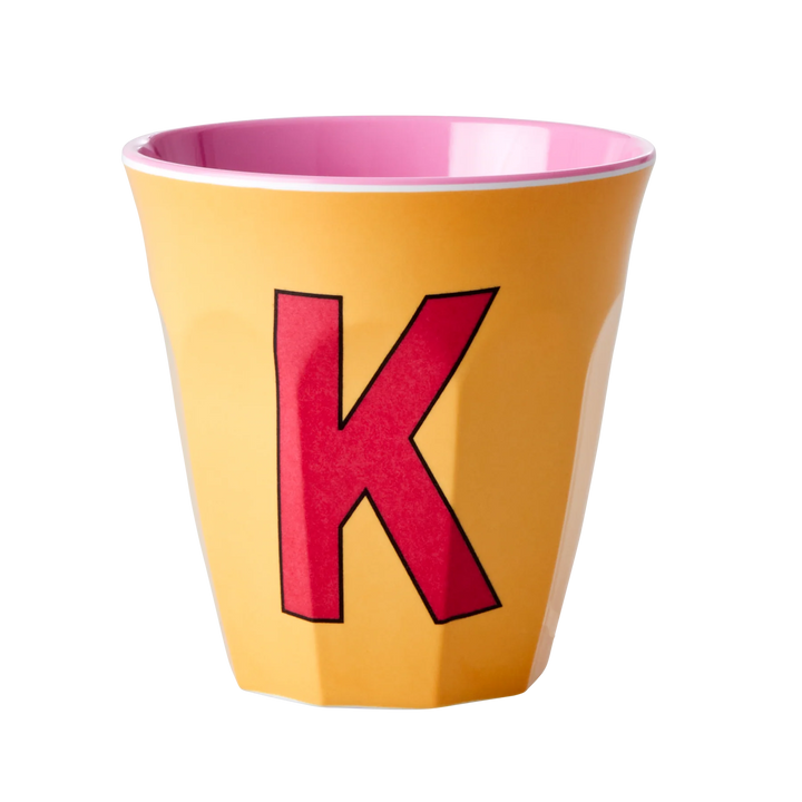 Melamine Cup with the Letter K - Apricot - Medium - 250 ml