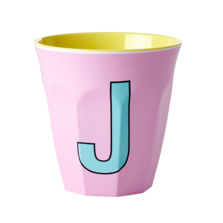 Melamine Cup with the Letter J - Pink - Medium - 250 ml