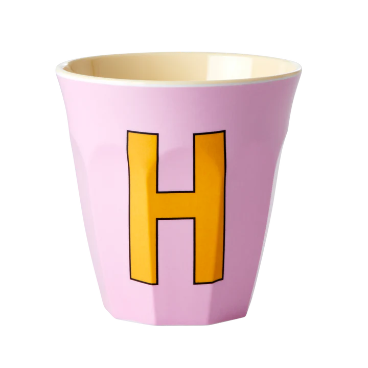 Melamine Cup with the Letter H - Pink - Medium - 250 ml