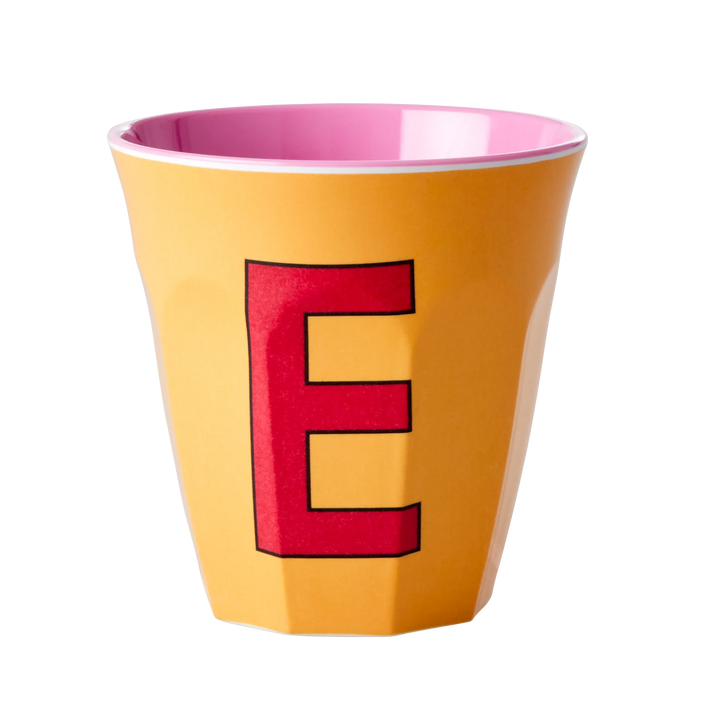 Melamine Cup with the Letter E - Apricot - Medium - 250 ml