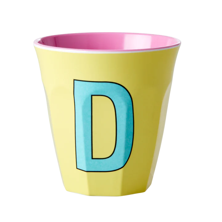 Melamine Cup with the Letter D - Yellow - Medium - 250 ml