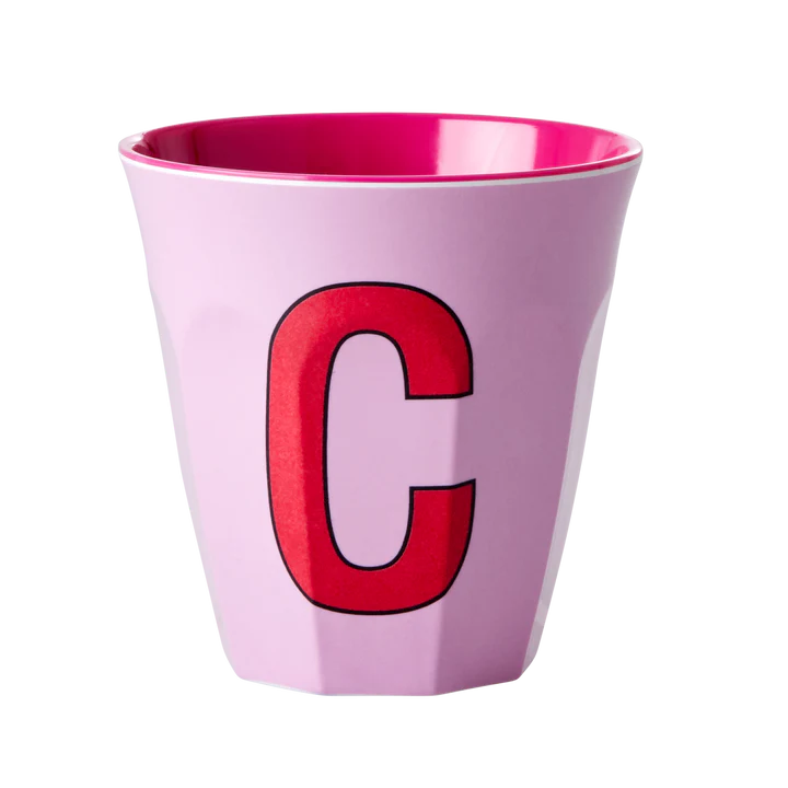 Melamine Cup with the Letter C - Pink - Medium - 250 ml