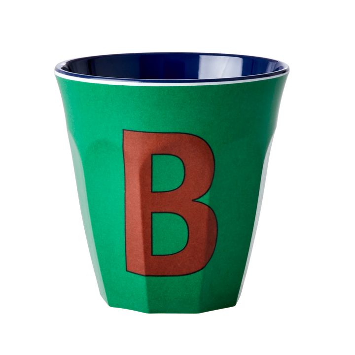 Melamine Cup with the Letter B - Forest Green - Medium - 250 ml