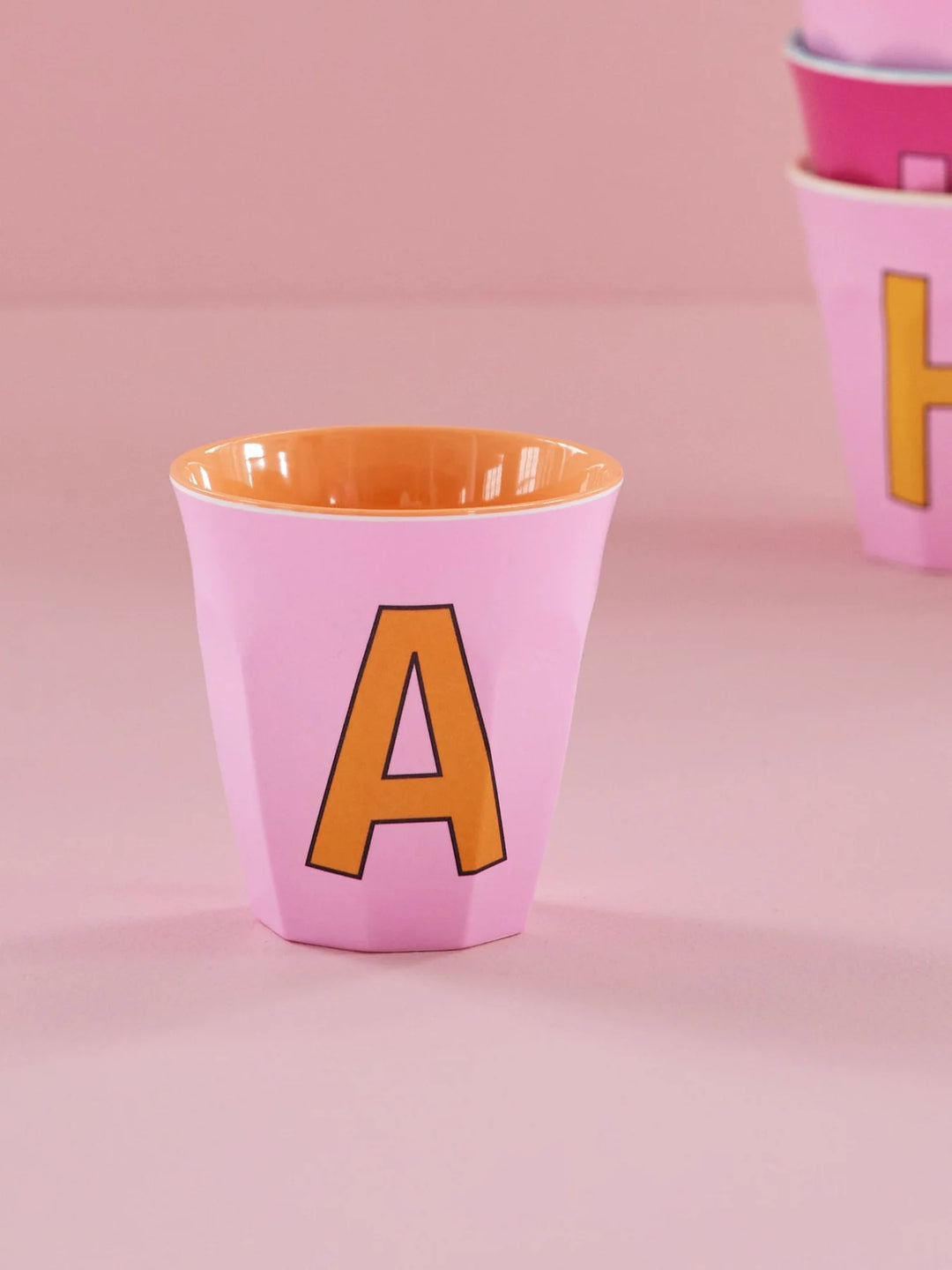 Melamine Cup with the Letter A - Pink- Medium - 250 ml