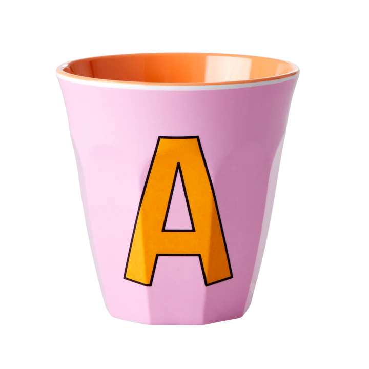 Melamine Cup with the Letter A - Pink- Medium - 250 ml