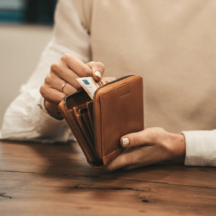 Wallet zipper  Cognac