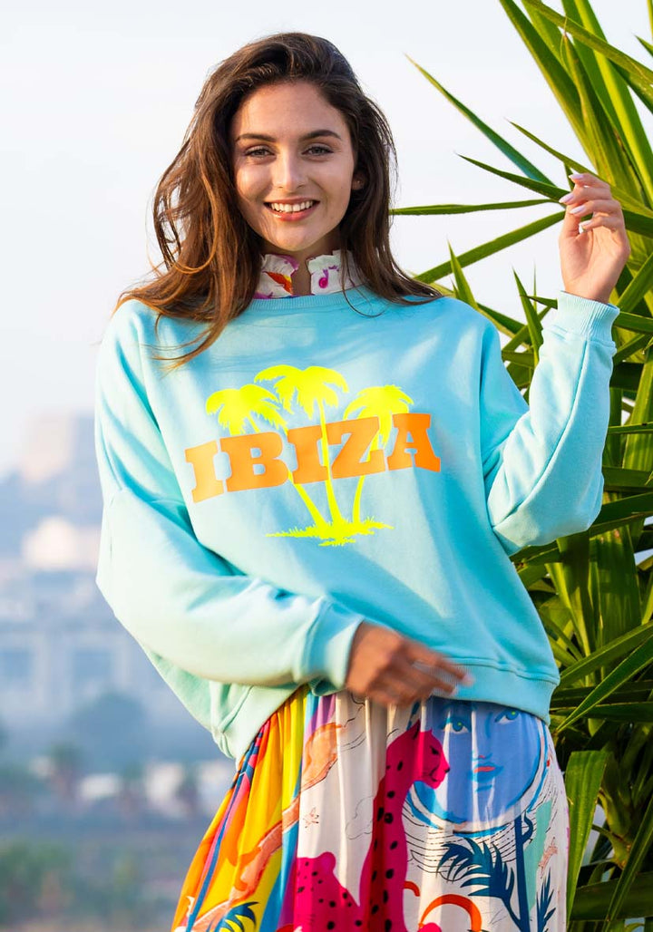 Roundneck Ibiza – lightblue neon orange