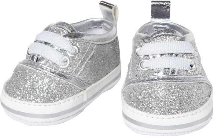 Puppen-Glitzer-Sneakers, silber, Gr. 38-45 cm