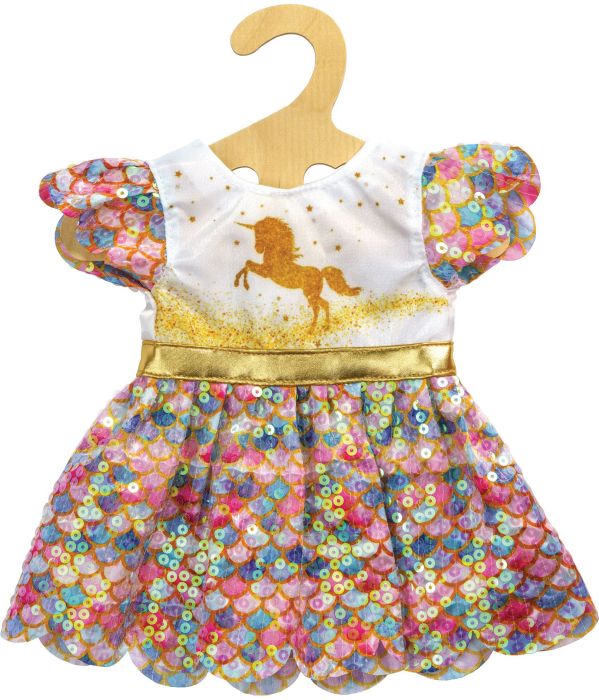 Puppen-Glitzerkleid "Einhorn Goldy", Gr. 28-35 cm