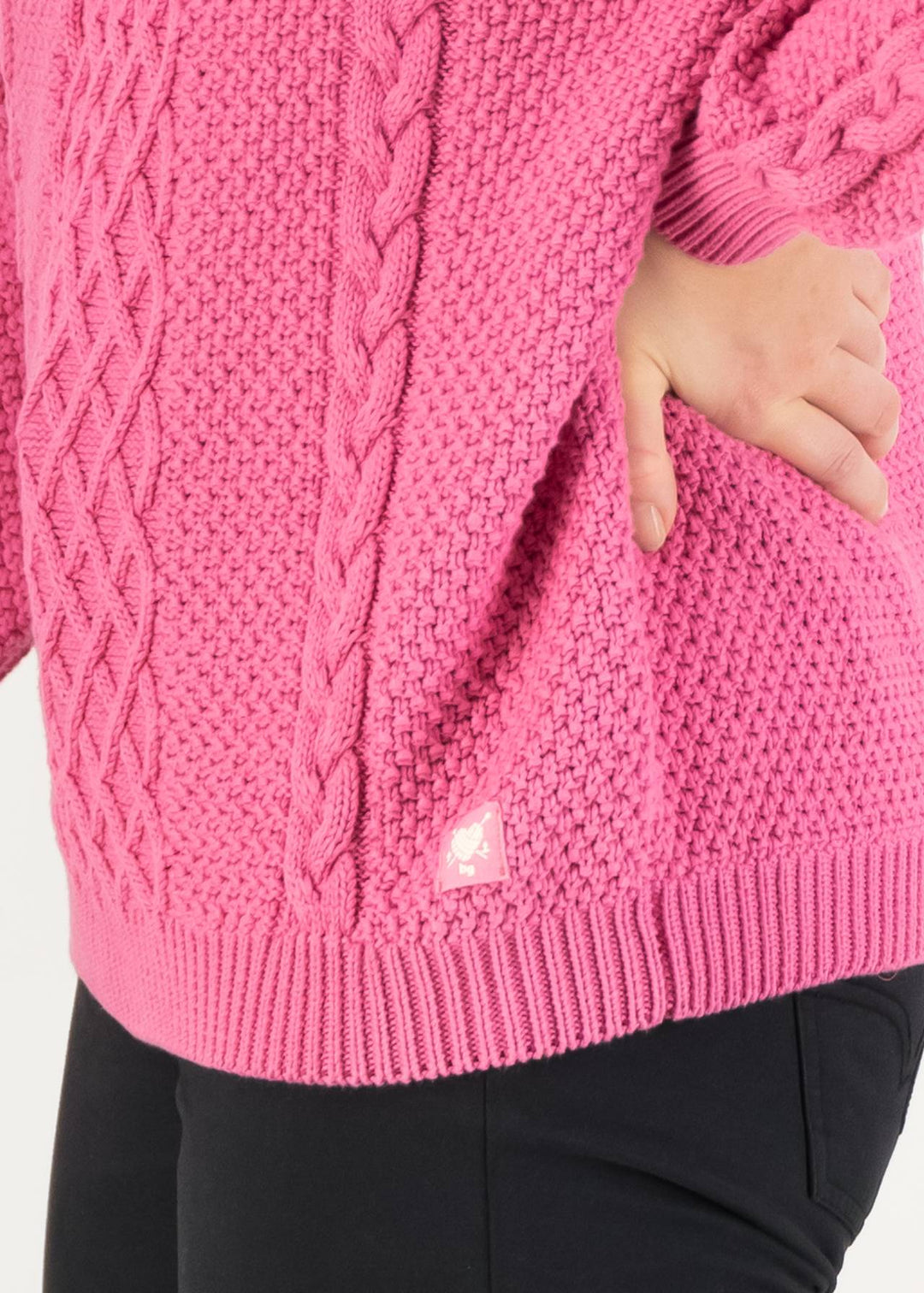 hurly burly Knit Knot on fire pink L