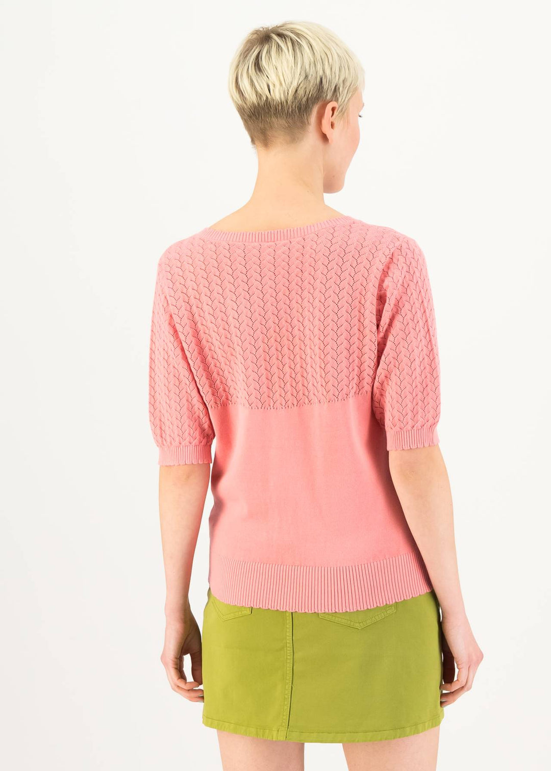 Pretty Preppy Crewneck pink pigtail knit