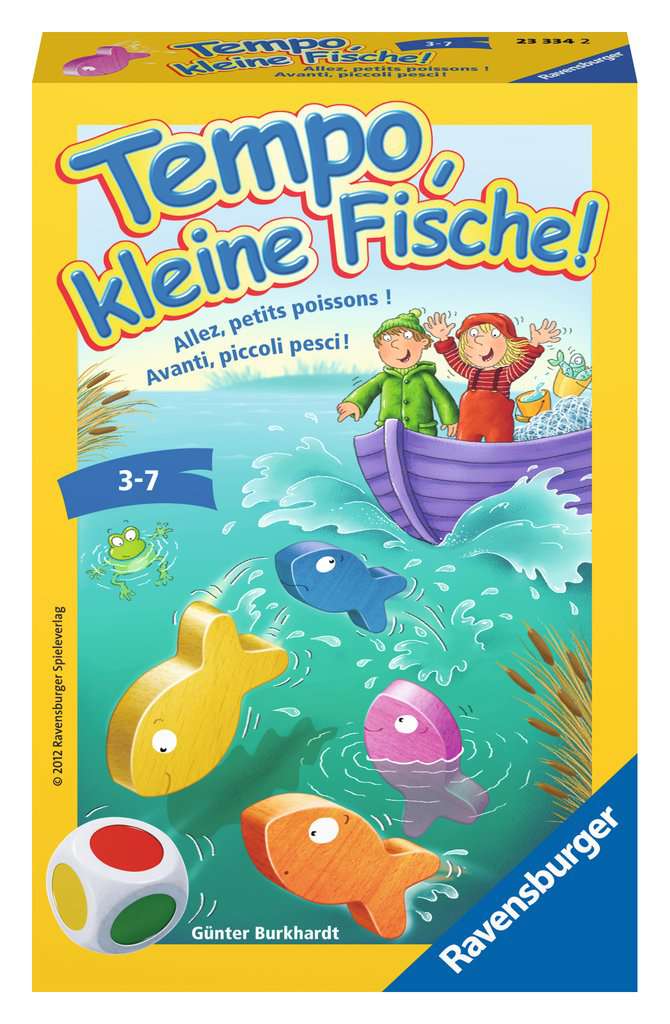 Ravensburger 23334 - Tempo, kleine Fische, Mitbringspiel für 1-6 Spieler, Kinderspiel ab 3 Jahren, kompaktes Format, Reisespiel, Brettspiel