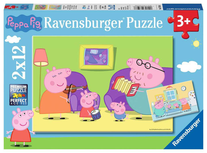 Ravensburger Kinderpuzzle 07596 - Zuhause bei Peppa -  2x12 Teile Peppa Pig Puzzle für Kinder ab 3 Jahren